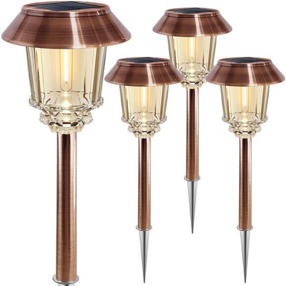 Solar Lights Outside Waterproof - 4 Pack Auto On/Off 10-40 LM Dimmable - Picture 1 of 7